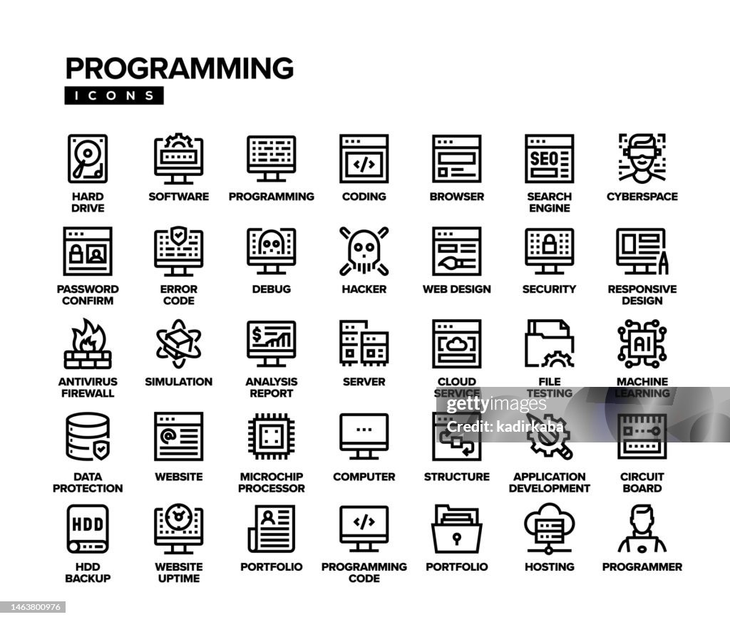 Programmierung-Linie-Icon-Set