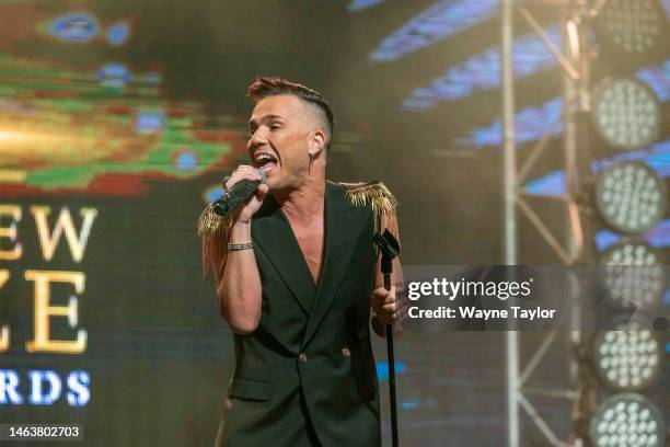 Anthony Callea performs during the 2023 NBL MVP Awards at Crown Palladium on February 07, 2023 in Melbourne, Australia.