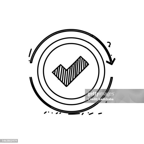 check mark line icon, sketch design, pixel perfect, editable stroke. truth, mistake, assessment, checklist, endorsing. - error stock illustrations