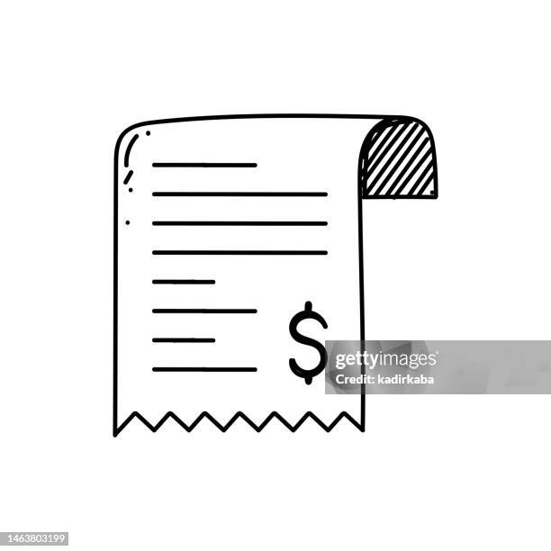 receipt line icon, sketch design, pixel perfect, editable stroke. - restaurant receipt stock illustrations
