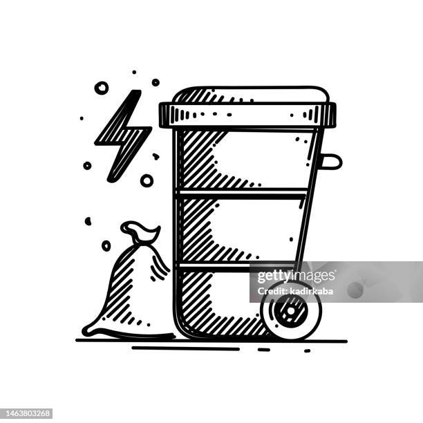 waste management line icon, sketch design, pixel perfect, editable stroke. recyclable, recycle, reduce, waste management, recycling. - biodegradable plastic stock illustrations
