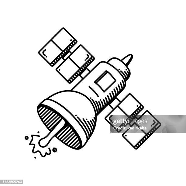 satellite line icon, sketch design, pixel perfect, editable stroke. network, communication, connection, global positioning system. - satellite image stock illustrations