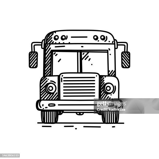 school bus line icon, sketch design, pixel perfect, editable stroke, back to school, student, school children, elementary school, elementary student. - pre adolescent child stock illustrations