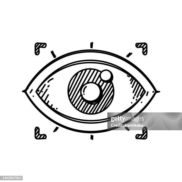 eye security scanner line icon, sketch design, pixel perfect, editable stroke, padlock, security, encryption. - security scanner stock illustrations