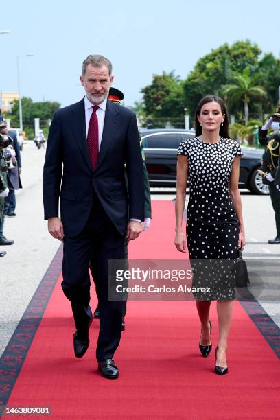 King Felipe VI of Spain and Queen Letizia of Spain attend a memorial to Agostinho Neto, the first President of the Republic of Angola from 1975 to...