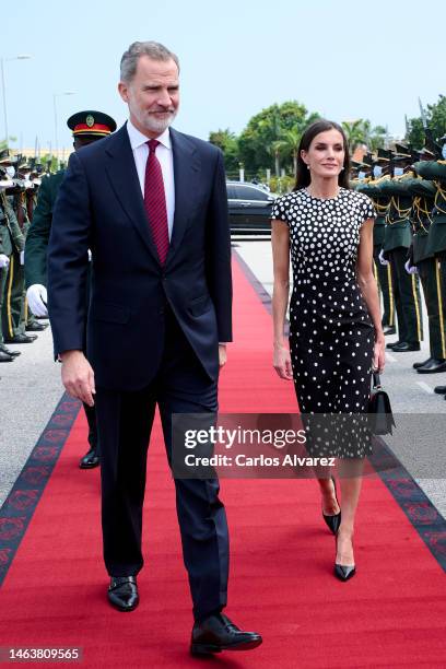 King Felipe VI of Spain and Queen Letizia of Spain attend a memorial to Agostinho Neto, the first President of the Republic of Angola from 1975 to...