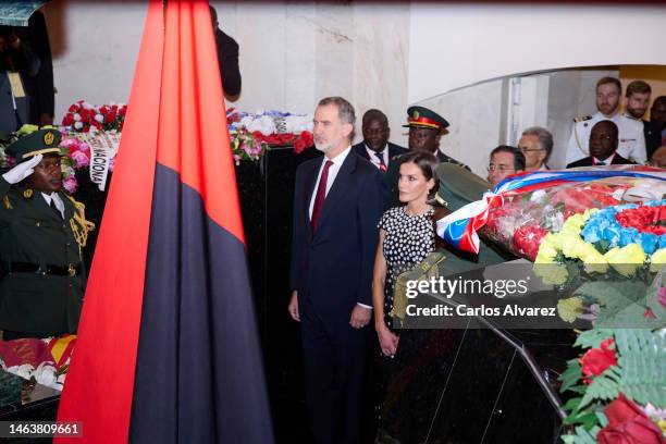 King Felipe VI of Spain and Queen Letizia of Spain attend a memorial to Agostinho Neto, the first President of the Republic of Angola from 1975 to...