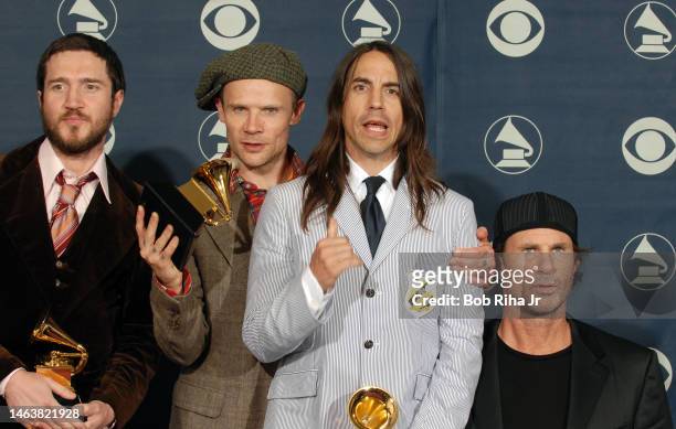 Winners Red Hot Chili Peppers members : John Frusciante, Flea, Anthony Kiedis and Chad Smith at the 49th annual Grammy Awards, September 11, 2007 at...