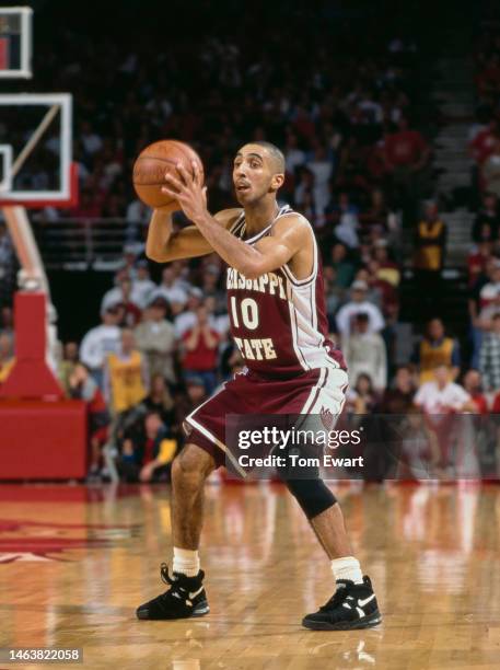Honore, Guard for the Mississippi State Bulldogs in motion during the NCAA Southeastern Conference college basketball game against the University of...
