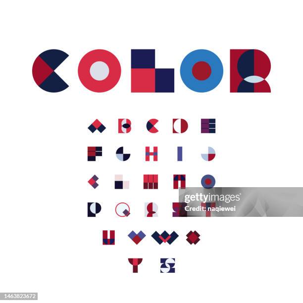 vector color block geometric minimalism art style alphabet - modern calligraphy alphabet stock illustrations
