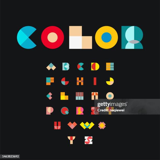 stockillustraties, clipart, cartoons en iconen met vector colors geometric minimalism art style alphabet character collection.overlay colorful type for modern logo, headline,fashion lettering and poster typographic.abstract decorative letters set design element - alphabet vector