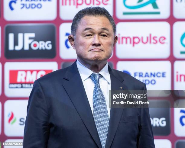 Japanese Olympic Association President and former Olympic and World judo champion, Yasuhiro Yamashita of Japan presented the u63kg medals during day...