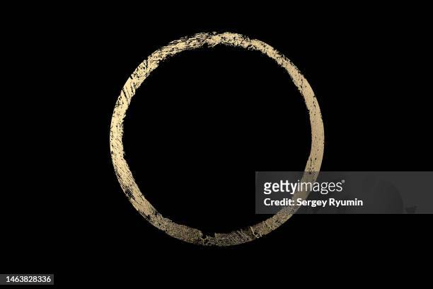 golden circle on black background - circle shape stock pictures, royalty-free photos & images
