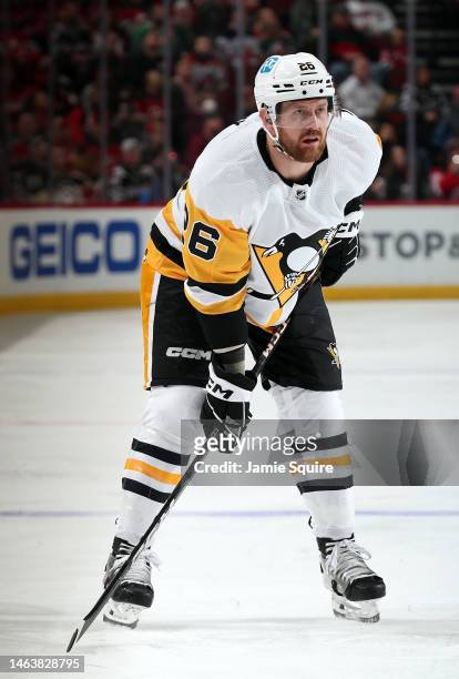 Jason Zucker of the Pittsburgh Penguins waits during a face-off during the game against the New Jersey Devils at Prudential Center on January 22,...