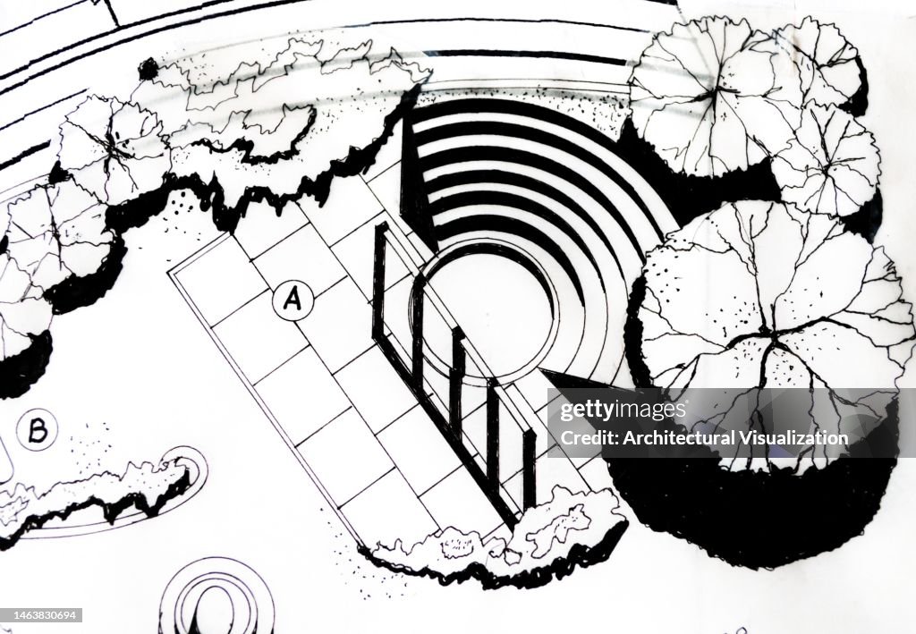 Amphitheater Graphics Illustration Of Amphitheater In Park Architectural Design From Above ...