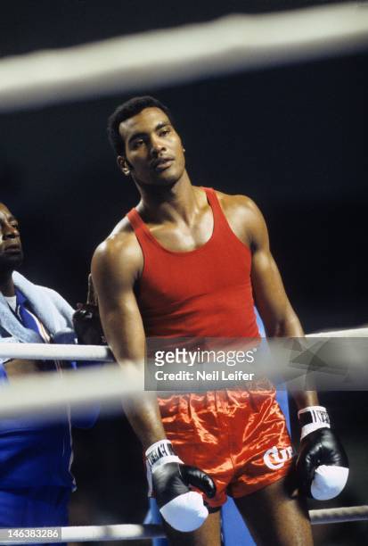 Summer Olympics: Cuba Teofilo Stevenson before +81kg Semifinals fight vs USA John Tate at Maurice Richard Arena. Montreal, Canada 7/29/1976 CREDIT:...