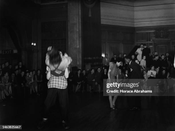 Competitors in the All London Jitterbug Championship final, Porchester Hall, Bayswater, London, 10th December 1943. The couple on the right are Miss...