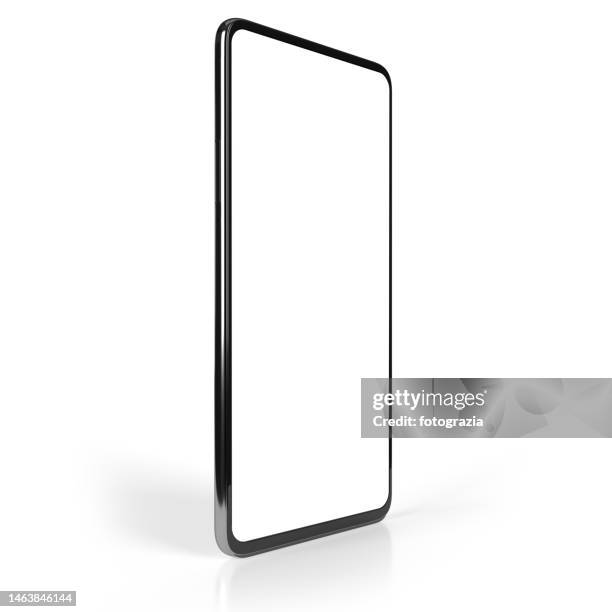 modern smart phone side view with clipping path for the screen - smartphone angle isolated stock-fotos und bilder