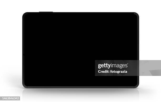 front view of digital tablet with clipping path for the screen - ipad white background photos et images de collection