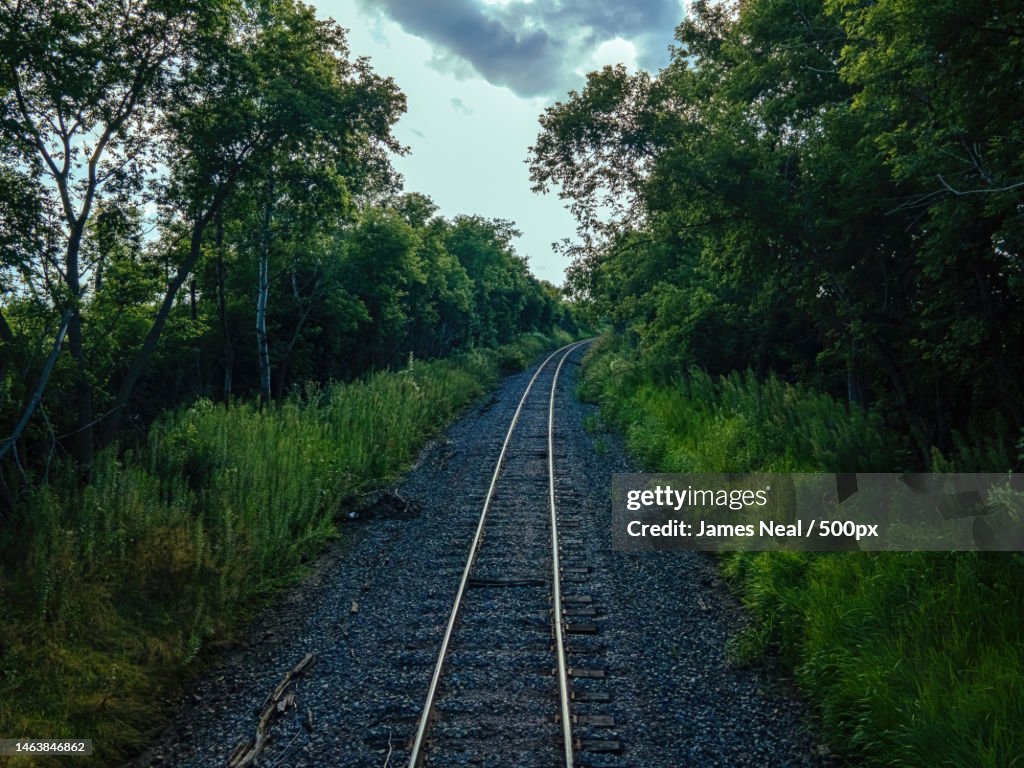 Empty rural railroad in wisconsin summer,Hortonville,Wisconsin,United States,USA