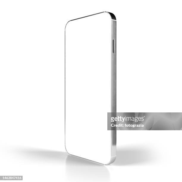 modern smart phone side view with clipping path for the screen - smartphone angle isolated stock-fotos und bilder
