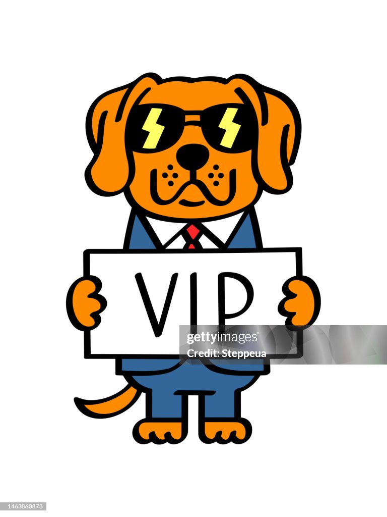 Rexpet Vip Sticker Dog Holding A Placard With Text Vip High-Res Vector Graphic - Getty Images