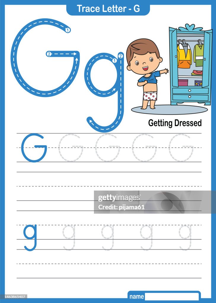 Flashcard letter G is for Getting Dressed vector Illustration