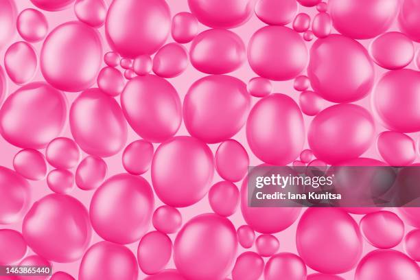 transparent moisturizing pink drops, molecules. beauty 3d pattern. hydrating hyaluronic acid. cosmetic products for makeup and skin care. cosmetology. - smörjning bildbanksfoton och bilder