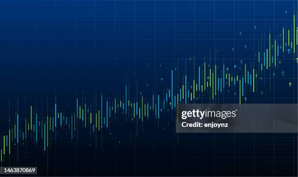 stockillustraties, clipart, cartoons en iconen met blue and green stock market rising arrows chart vector illustration - beurskoers tabel