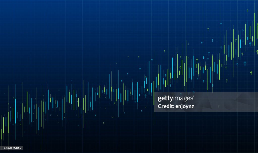 Blue and green Stock Market rising arrows chart vector illustration