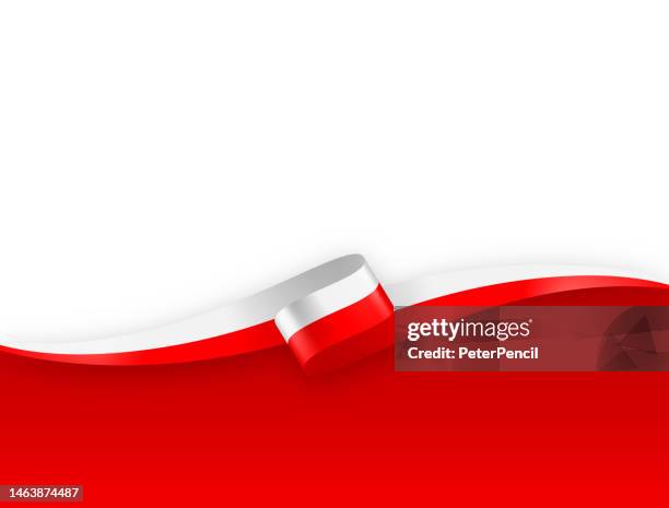 poland flag ribbon. polish flag long banner on background. template. space for copy. vector stock illustration - poland flag stock illustrations