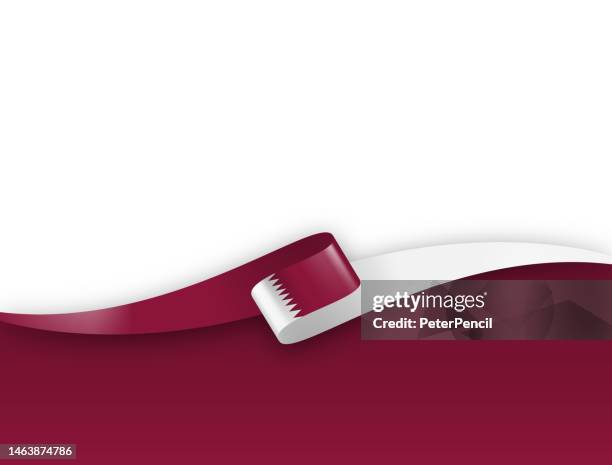 qatar flag ribbon. qatari flag long banner on background. template. space for copy. vector stock illustration - qatar flag stock illustrations