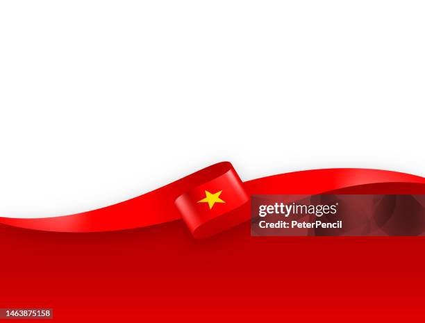 vietnam flag ribbon. vietnamese flag long banner on background. template. space for copy. vector stock illustration - vietnam flag stock illustrations