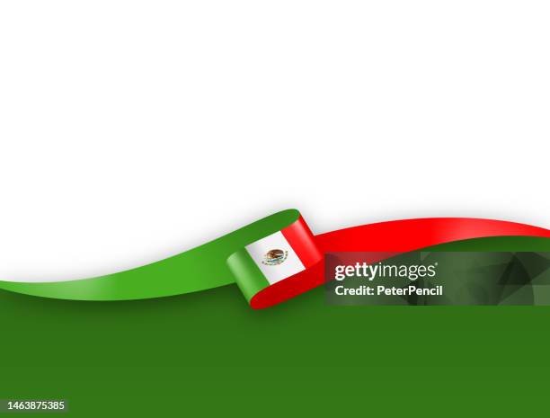 mexico flag ribbon. mexican flag long banner on background. template. space for copy. vector stock illustration - mexico city stock illustrations
