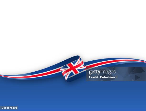 flaggenband des vereinigten königreichs. britische flagge langes banner auf dem hintergrund. schablone. platz für kopien. vektor-stock-illustration - british flag stock-grafiken, -clipart, -cartoons und -symbole