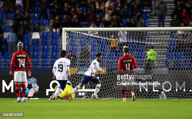 Salem Aldawsari of Al Hilal celebrates after scoring the team's first goal from the penalty spot during the FIFA Club World Cup Morocco 2022 Semi...