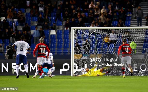 Salem Aldawsari of Al Hilal scores the team's first goal from the penalty spot during the FIFA Club World Cup Morocco 2022 Semi Final match between...