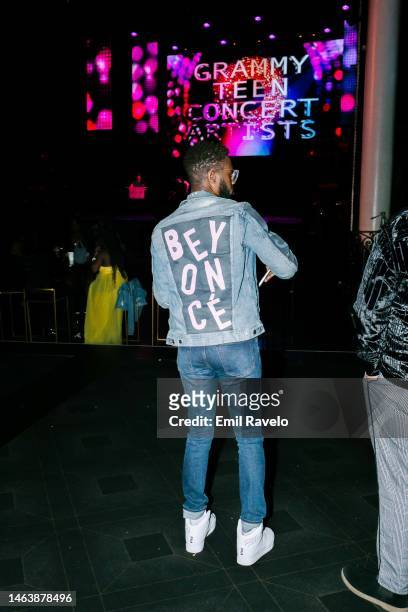 Guest wearing a Beyonce jacket attends Grammy Teen Concert event at Avalon Hollywood & Bardot on February 05, 2023 in Los Angeles, California.