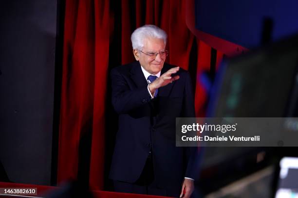 President of Italy, Sergio Mattarella attends the 73rd Sanremo Music Festival 2023 at Teatro Ariston on February 07, 2023 in Sanremo, Italy.