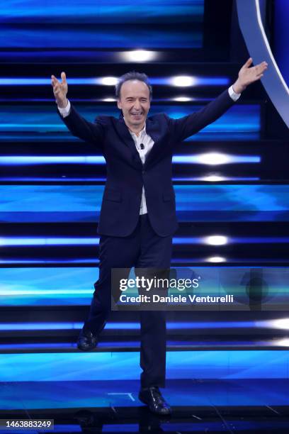 Roberto Benigni attends the 73rd Sanremo Music Festival 2023 at Teatro Ariston on February 07, 2023 in Sanremo, Italy.