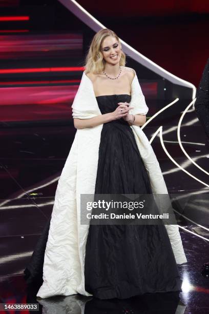 Chiara Ferragni attends the 73rd Sanremo Music Festival 2023 at Teatro Ariston on February 07, 2023 in Sanremo, Italy.