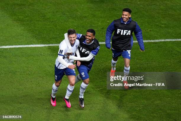 Luciano Vietto of Al Hilal celebrates after scoring the team's third goal during the FIFA Club World Cup Morocco 2022 Semi Final match between...