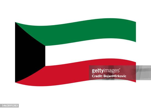 ilustrações, clipart, desenhos animados e ícones de kuwait agitando bandeira. vetor - kuwaiti flag