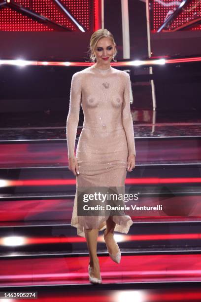 Chiara Ferragni attends the 73rd Sanremo Music Festival 2023 at Teatro Ariston on February 07, 2023 in Sanremo, Italy.