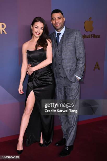 Jess Impiazzi and Jermaine Pennant attend the "Sharper" World Premiere at BFI Southbank on February 07, 2023 in London, England.