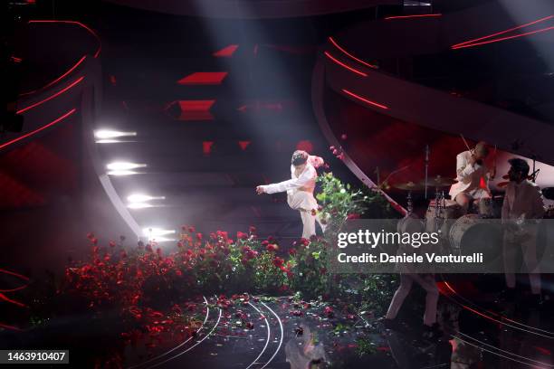 Blanco attends the 73rd Sanremo Music Festival 2023 at Teatro Ariston on February 07, 2023 in Sanremo, Italy.