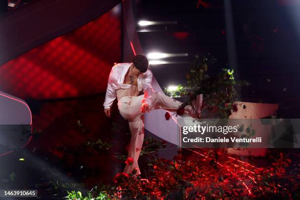 Blanco attends the 73rd Sanremo Music Festival 2023 at Teatro Ariston on February 07, 2023 in Sanremo, Italy.