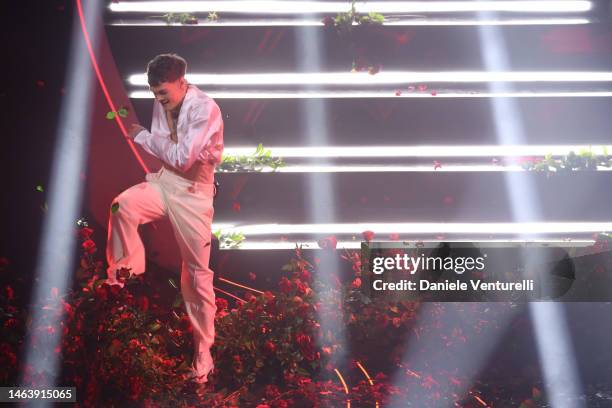 Blanco attends the 73rd Sanremo Music Festival 2023 at Teatro Ariston on February 07, 2023 in Sanremo, Italy.