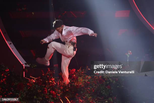 Blanco attends the 73rd Sanremo Music Festival 2023 at Teatro Ariston on February 07, 2023 in Sanremo, Italy.