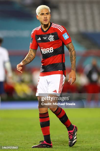 Pedro of Flamengo during the FIFA Club World Cup Morocco 2022 Semi Final match between Flamengo v Al Hilal SFC at Stade Ibn-Batouta on February 07,...